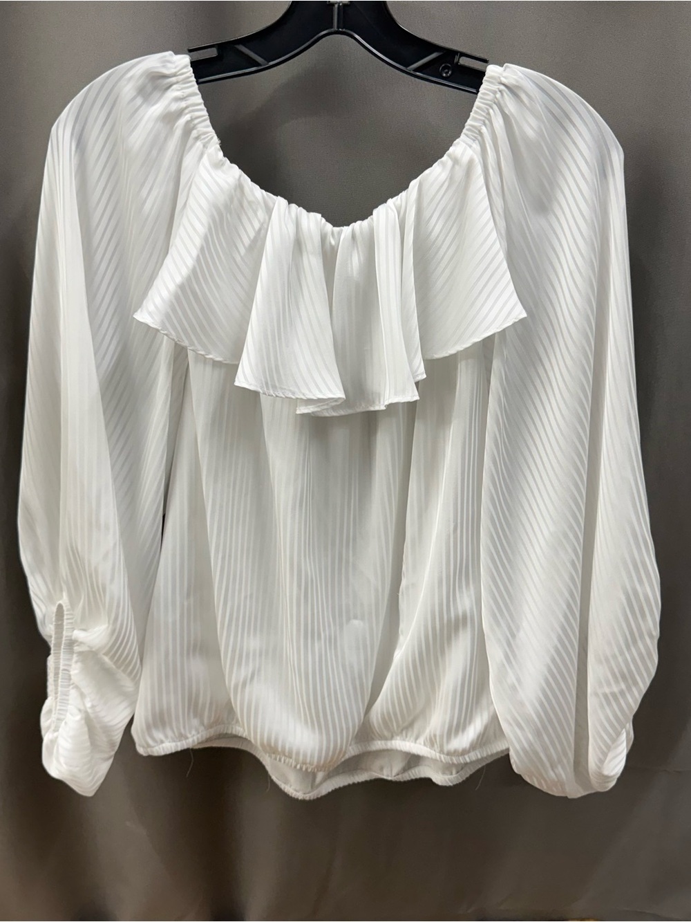 Vince Camuto White Ruffle-Neck Peasant Off The Shoulder Blouse - Picture 7 of 7